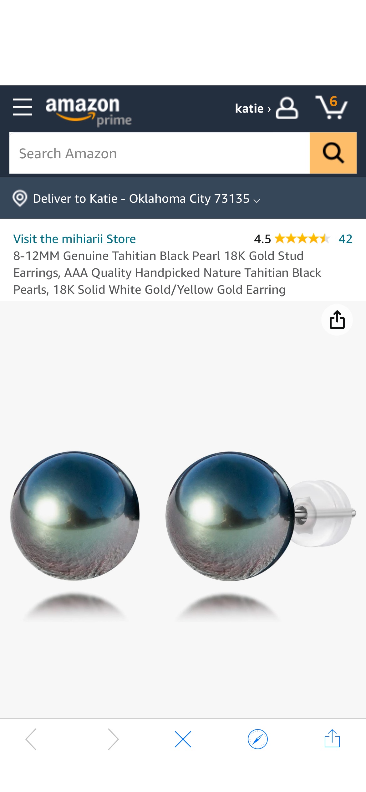 Amazon.com: Mihiarii Tahitian Black Pearl Stud Earrings 18K Solid White Gold 9MM Pearl Earring Birthday Anniversary Mothers Day Valentines Day Christmas Gifts for Mom Her Women: Clothing, Shoes & Jewe