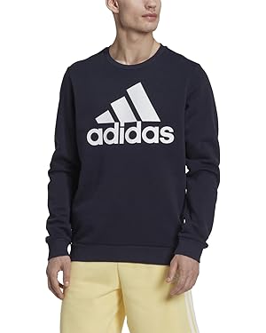 Amazon.com: adidas Men&#39;s Essentials Big Logo Fleece Sweatshirt, Ink/White, Medium