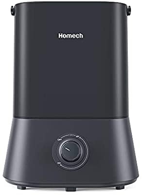 Amazon.com: Homech Ultrasonic Cool Mist Humidifier for Bedrooom, 4L/1.06 Gallon Wide Opening, 360° Nozzle, Waterless Auto Shut-Off (Dark Space Gray): Home & Kitchen。加湿器