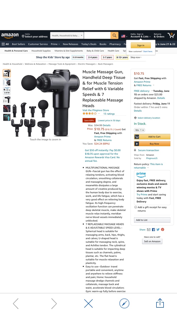 Amazon.com: Muscle Massage Gun, Handheld Deep Tissue & for Muscle Tension Relief with 6 Variable Speeds & 7 Replaceable Massage Heads: Health & Personal Care按摩器