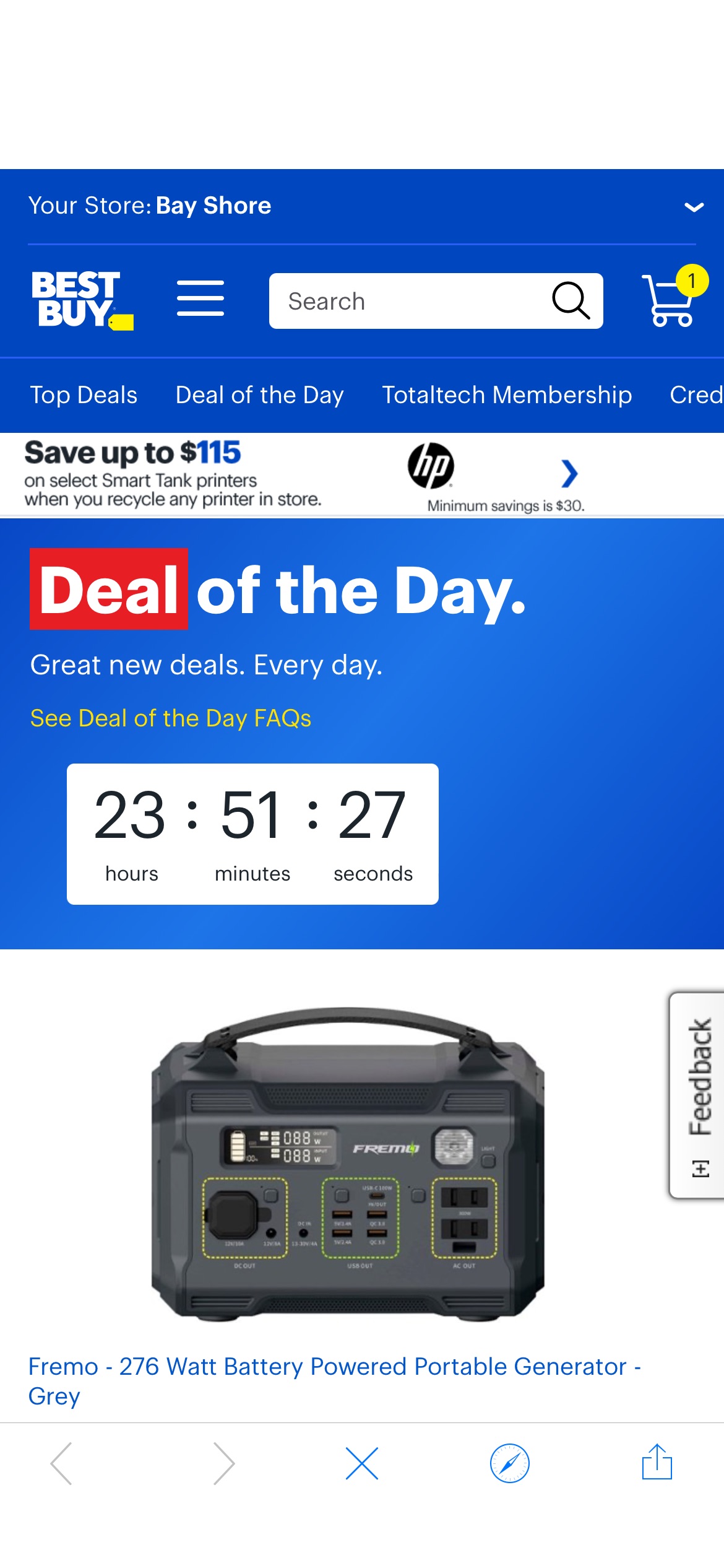 Bestbuy deal of the day! 发电机特价