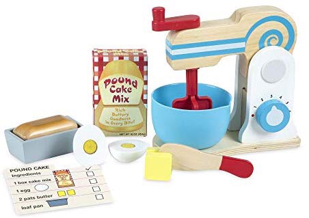 自制蛋糕玩具Melissa & Doug Wooden Make-a-Cake Mixer Set (11 pcs) - Play Food and Kitchen Accessories: Toy