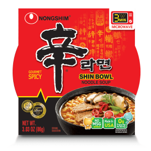 Nongshim Shin Ramyun Spicy Beef Ramen Noodle Soup Bowl, 3.03oz X 12 Count