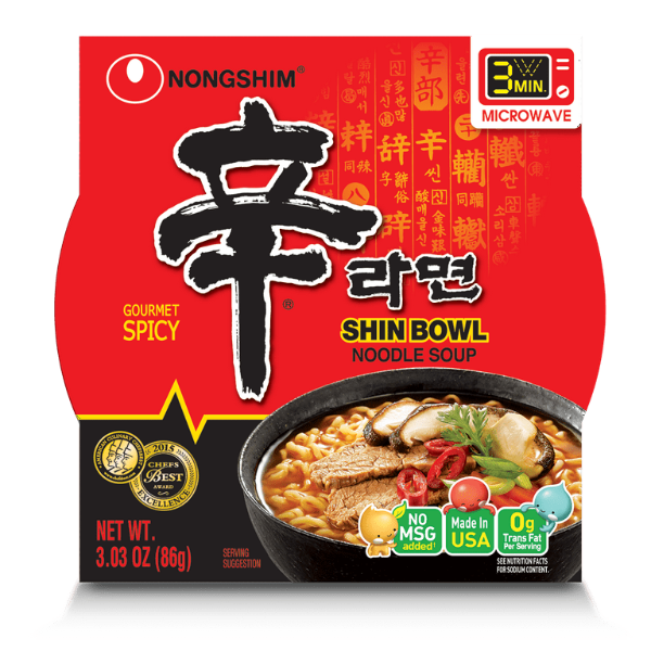Shin Ramyun Spicy Beef Ramen Noodle Soup Bowl, 3.03oz X 12 Count