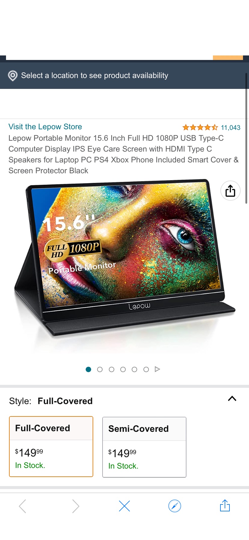 Amazon.com: Lepow Portable Monitor 15.6 Inch Full HD 1080P USB Type-C