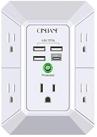 QINLIANF 5*AC交流电 + 3A1C接口 智能电涌保护墙插/插线板