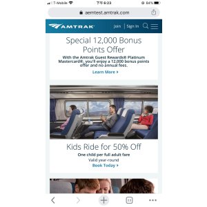 Amtrak
儿童票五折 Amtrak
儿童票五折