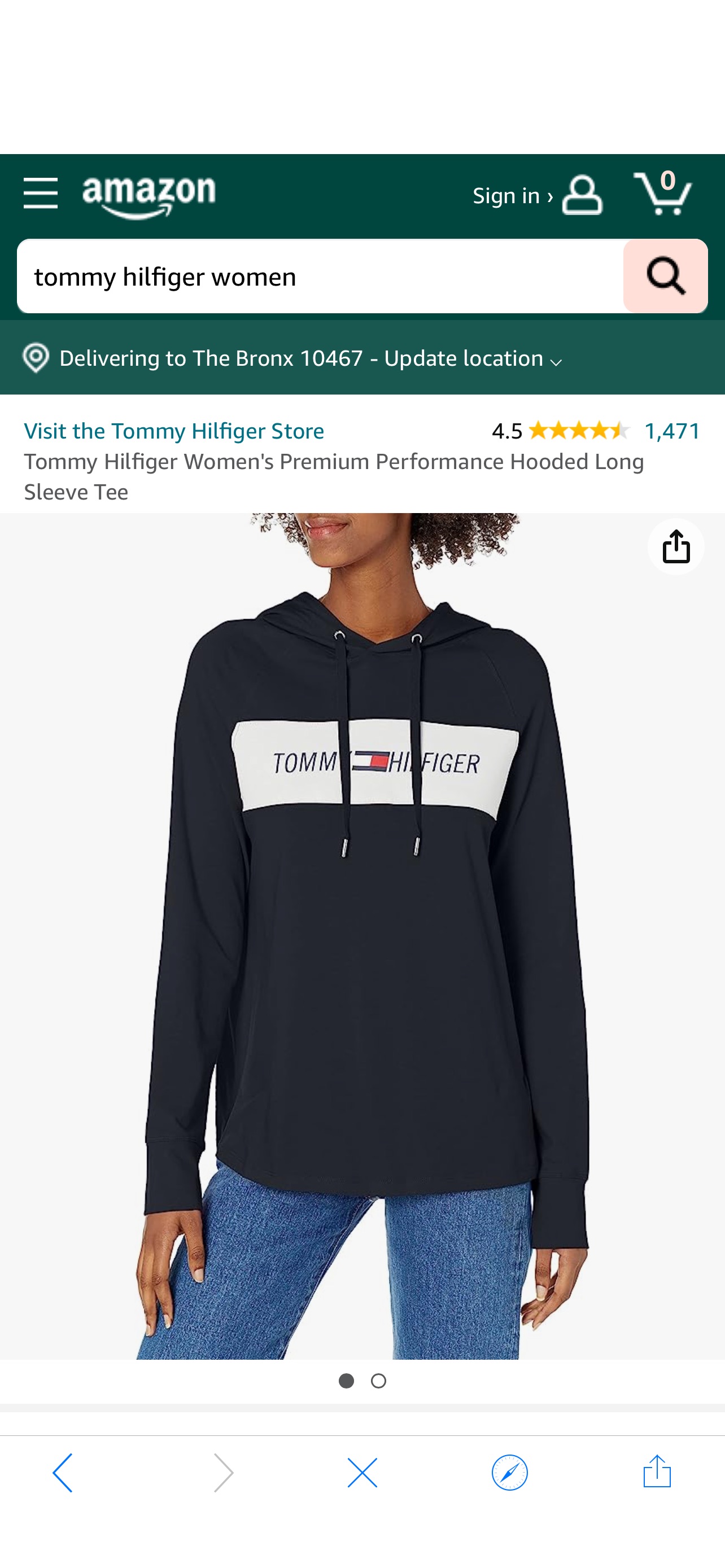 Tommy Hilfiger Performance Long Sleeve Hoodie – Pullover Sweaters for Women with Adjustable Drawstring Hood, Classic Navy, Medium at Amazon Women’s Clothing store