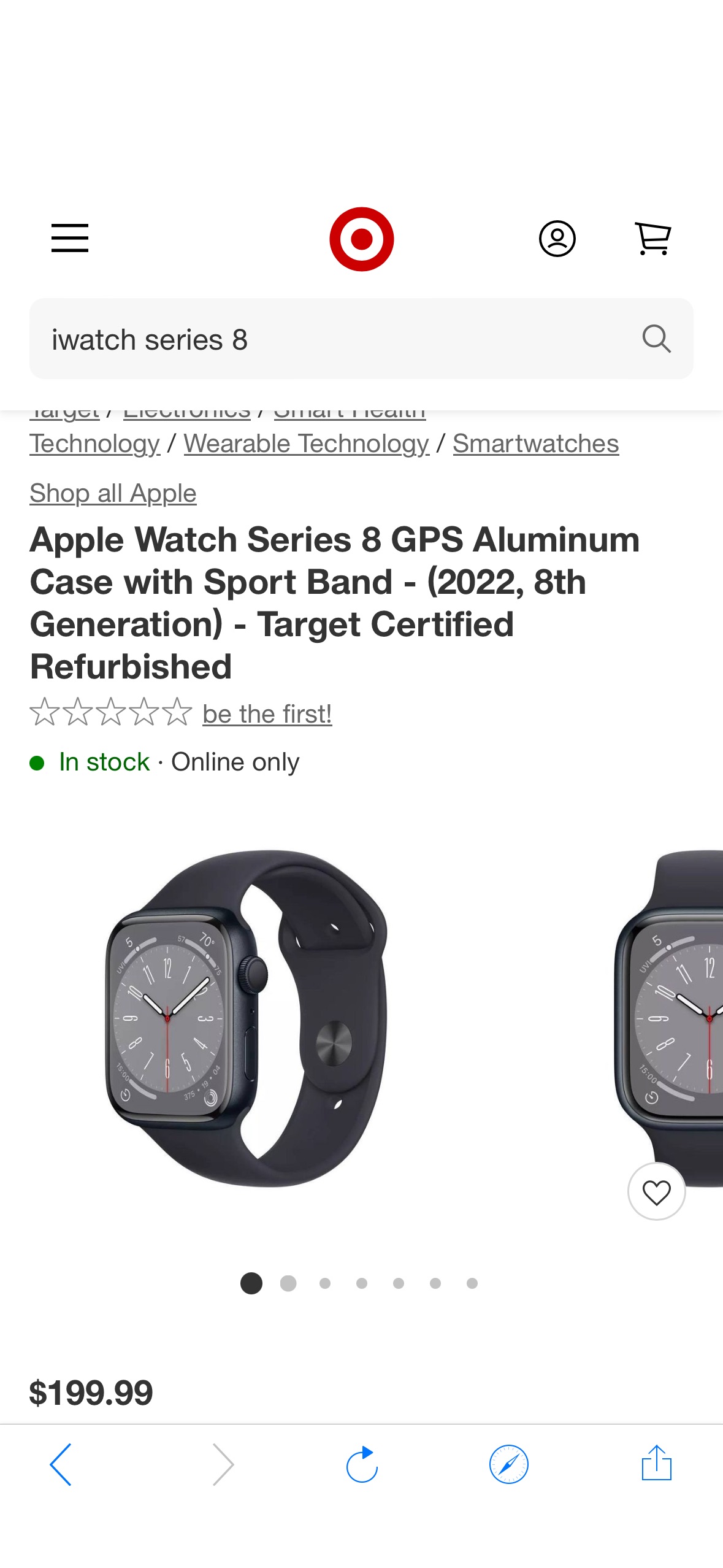 Apple Watch Series 8 Gps Aluminum Case With Sport Band - (2022, 8th Generation) - Target Certified Refurbished : Target苹果手表