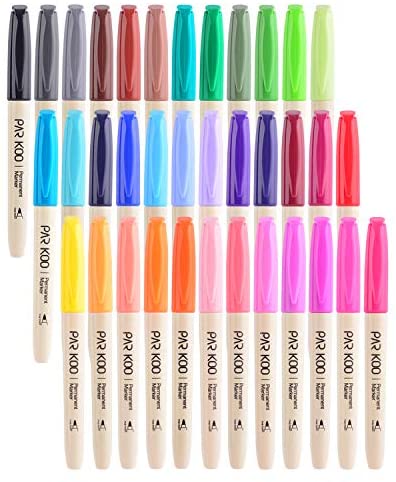 Amazon.com : 36 色永久性记号笔、精细艺术记号笔，适用于成人儿童的塑料、石头、木材、金属和玻璃作品 由 ParKoo 进行绘画、着色、涂鸦和标记：办公产品