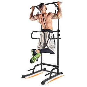 $83.99 VIVITORY Multifunction Power Tower Dip Station, Pull Up Core Power Bar Station Tower, 2 Elastic Pull Ropes, Heavy Duty Fitness Pull Up Tower Equipment, 330lbs Max Load 力量训练器材