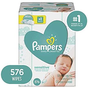 Baby Wipes, Pampers Sensitive Water Baby Diaper Wipes, Hypoallergenic and Unscented, 576 Count Total Wipes