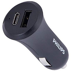 Philips USB A and C Car Charger, Dual USB Port  22.5W