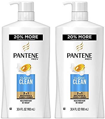 Pantene潘婷，洗发水和护发素2合1，Pro-V经典清洁，30.4 fl oz*2瓶
