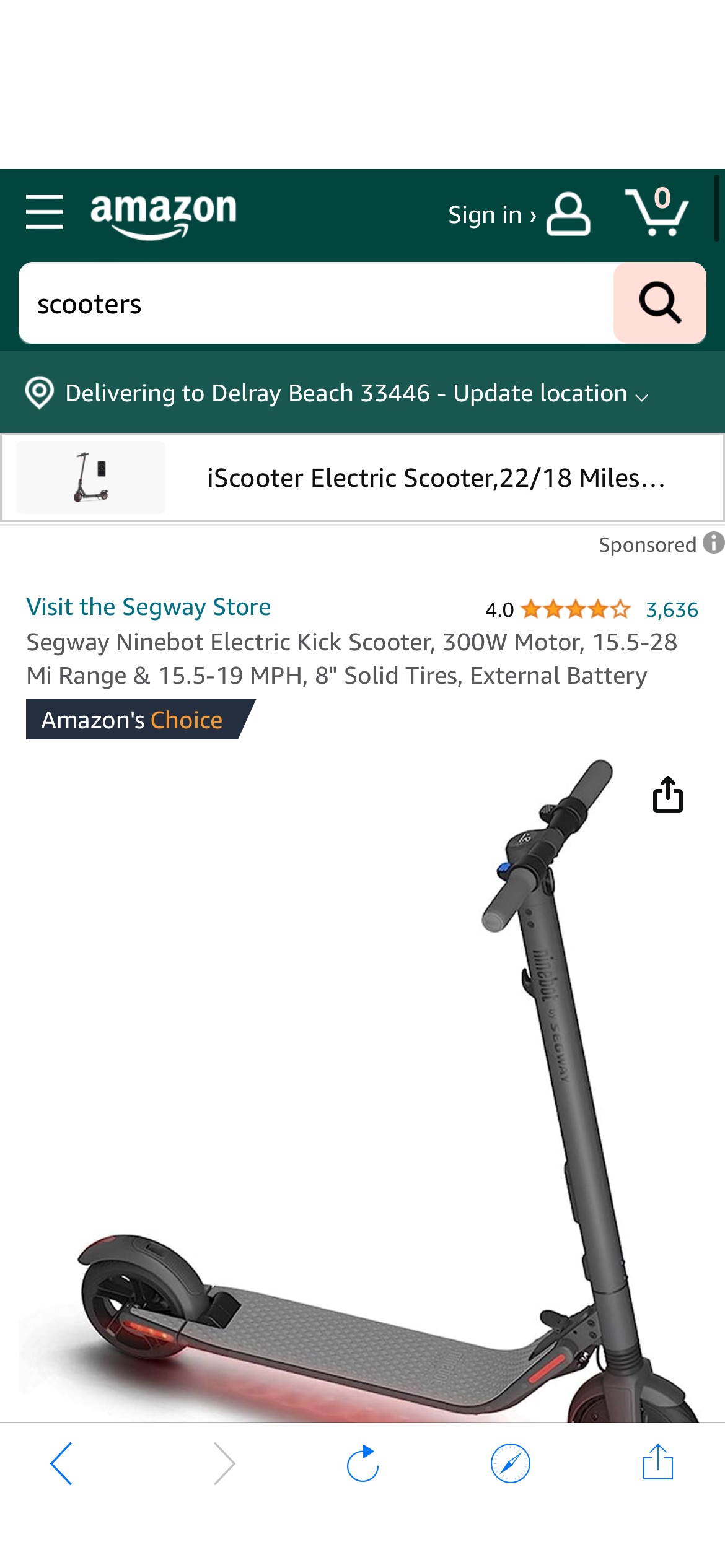 Amazon.com : Segway Ninebot ES2 Electric Kick Scooter, Lightweight and Foldable, Upgraded Motor Power, Dark Grey Large : Sports & Outdoors滑板车