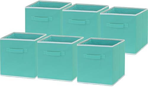 Amazon.com: 6 Pack - SimpleHouseware Foldable Cloth Storage Cube Basket Bins Organizer, Turquoise (11" H x 10.75" W x 10.75" D): Home & KitchenCube收纳篮