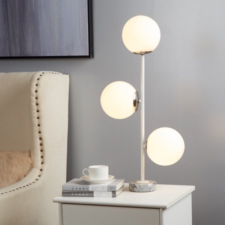 台灯Urban Shop Silver 3 Bulb Table Lamp With Marble Base - Walmart.com