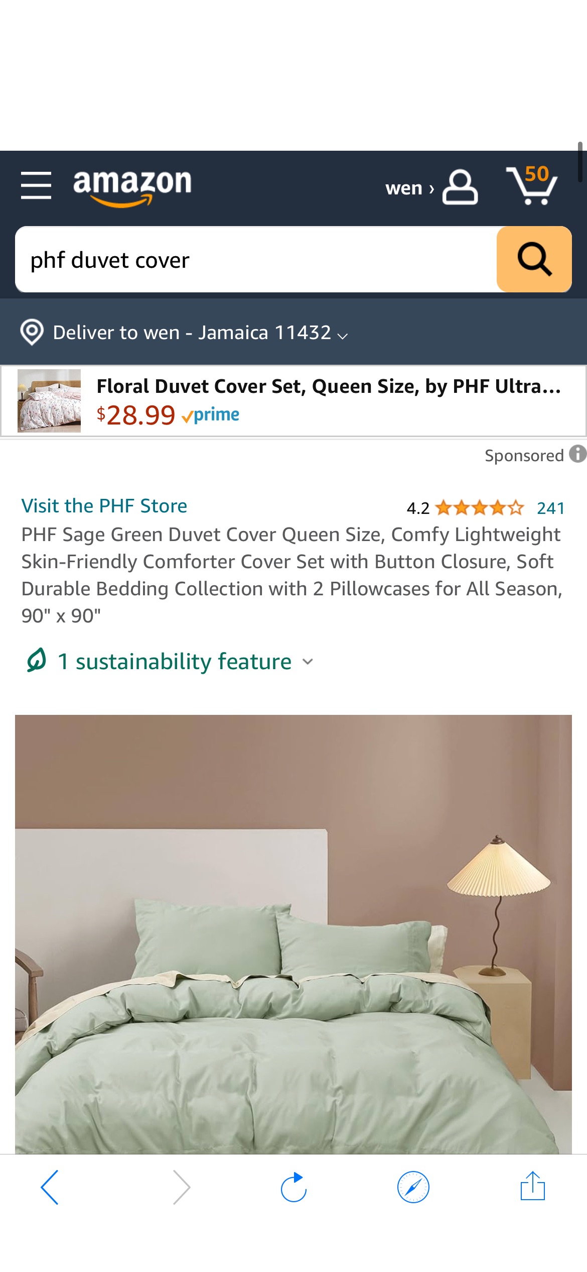 Amazon.com: PHF Sage Green Duvet Cover Queen Size, Comfy Lightweight Skin-Friendly Comforter Cover Set with Button Closure, Soft Durable Bedding Collection with 2 Pillowcases for All Season, 90" x 90"