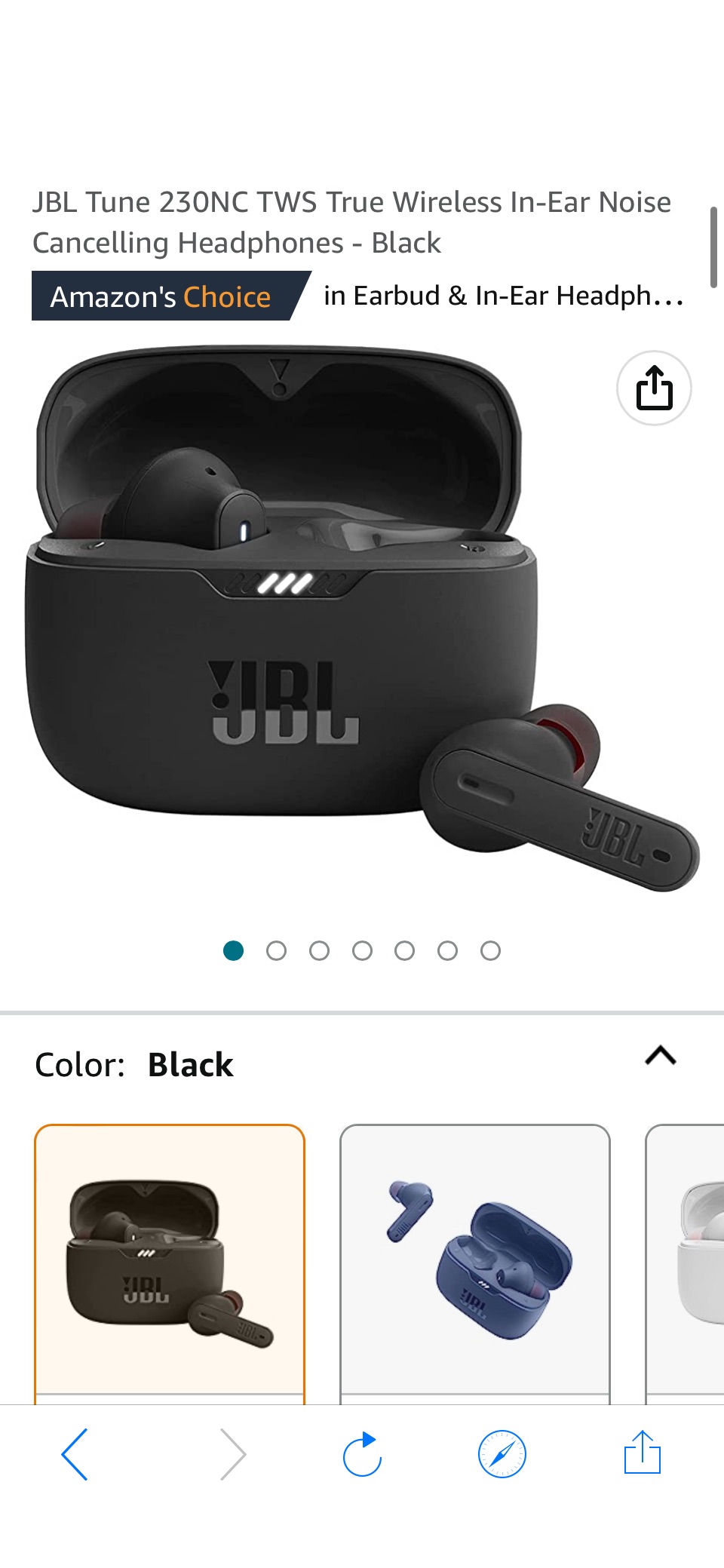 Amazon.com: JBL Tune 230NC TWS True Wireless In-Ear Noise Cancelling Headphones - Black : Electronics原价99.95