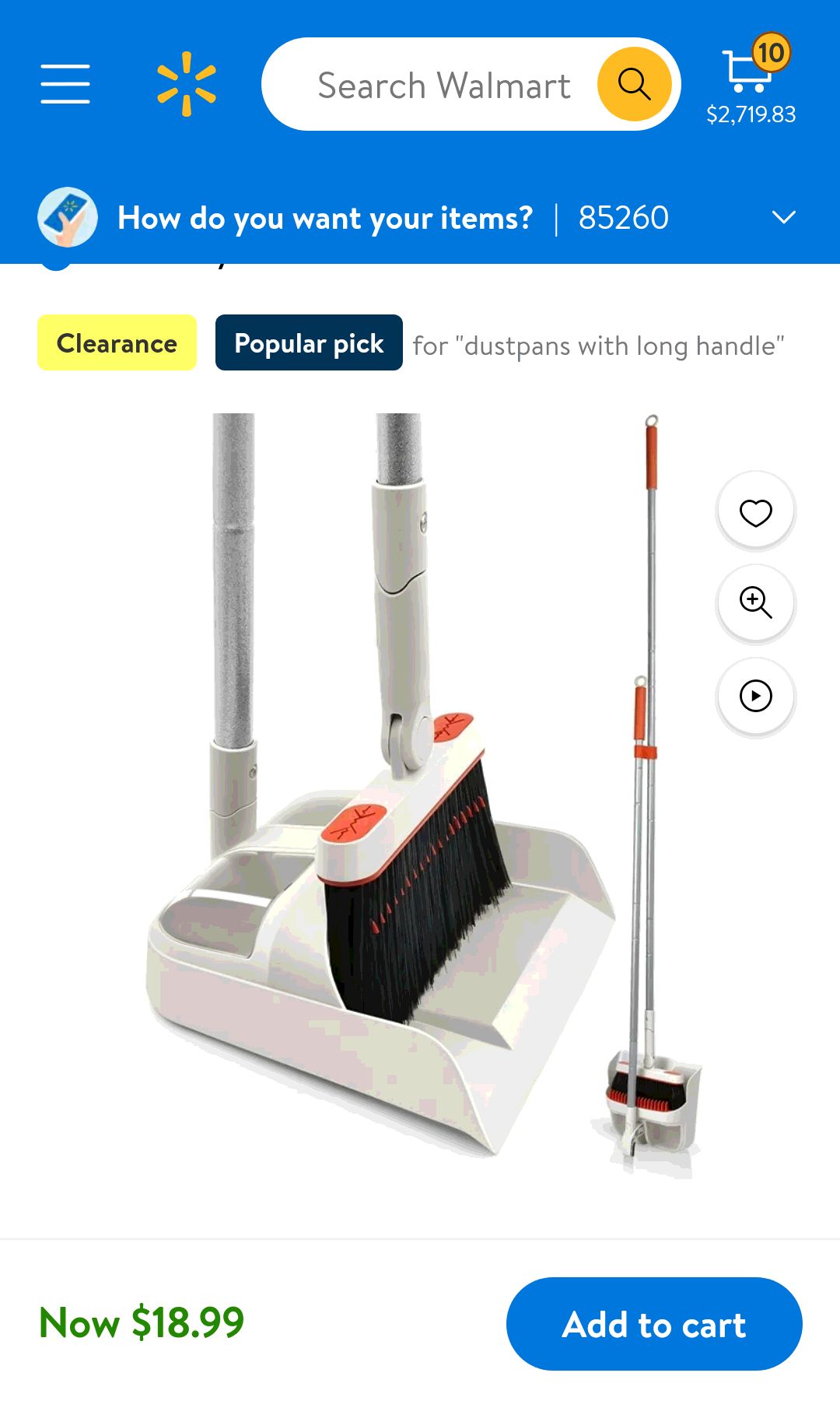 JEHONN Broom and Plastic Dust Pans Set for Home with 54 inches Long Handle (Grey&Red) - Walmart.com