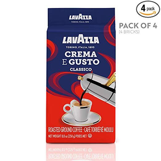 Lavazza Crema e Gusto Ground Coffee Blend, Espresso Dark Roast, 8.8-Ounce Bags (Pack of 4)