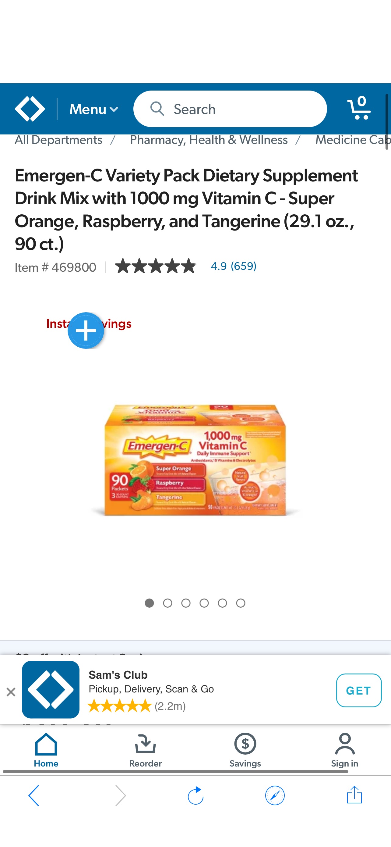 Emergen-C Variety Pack Dietary Supplement Drink Mix with 1000 mg Vitamin C - Super Orange, Raspberry, and Tangerine (29.1 oz., 90 ct.) - Sam's Club