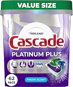 Amazon.com: Cascade Platinum Plus ActionPacs Dishwasher Detergent Pods, Fresh, 62 Count : Health &amp; Household