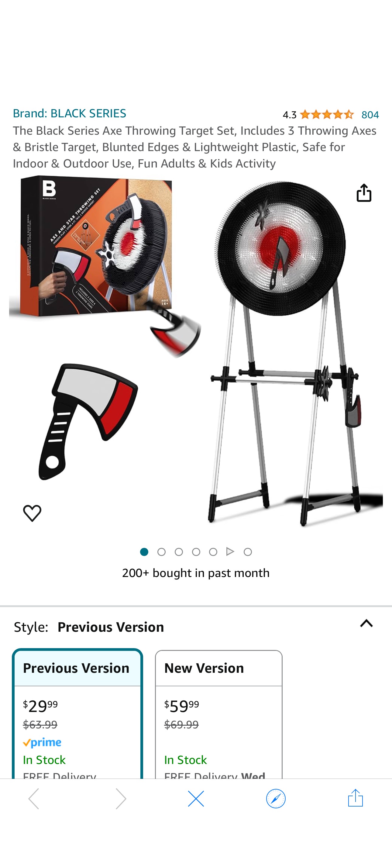 Amazon.com: The Black Series Axe Throwing Target Set, Includes 3 Throwing Axes & Bristle Target, Blunted Edges & Lightweight Plastic, Safe for Indoor & Outdoor Use, Fun Adults & Kids Activity : Sports