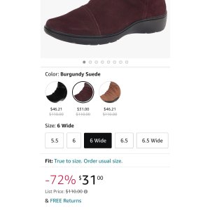 $31 Clarks Women s Cora Braid Boot Ankle, Burgundy Suede, 6 Wide | Ankle & Bootie 亚马逊直营