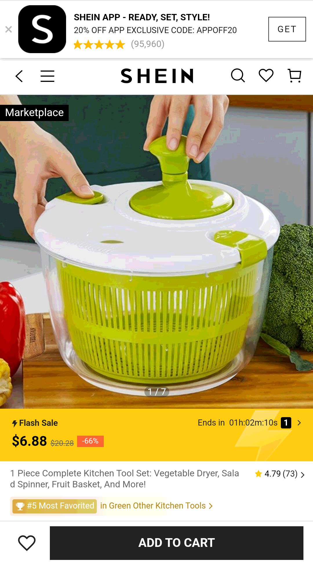 1 piece Complete Kitchen Tool Set: Vegetable Dryer, Salad Spinner, Fruit Basket, and More! | SHEIN USA