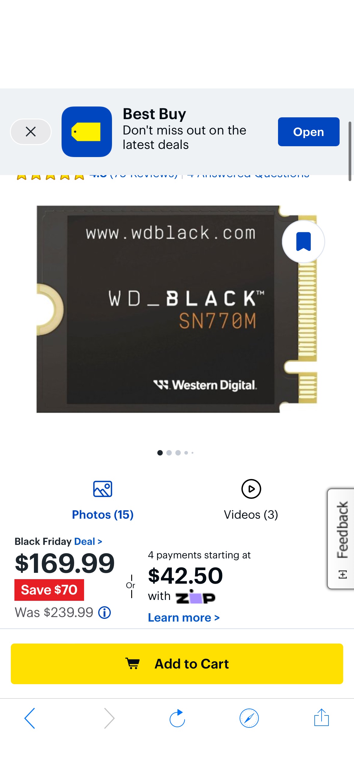 WD BLACK SN770M 2TB Internal SSD PCIe Gen 4 x4 M.2 2230 for ROG Ally and Steam Deck WDBDNH0020BBK-WRSN - Best Buy