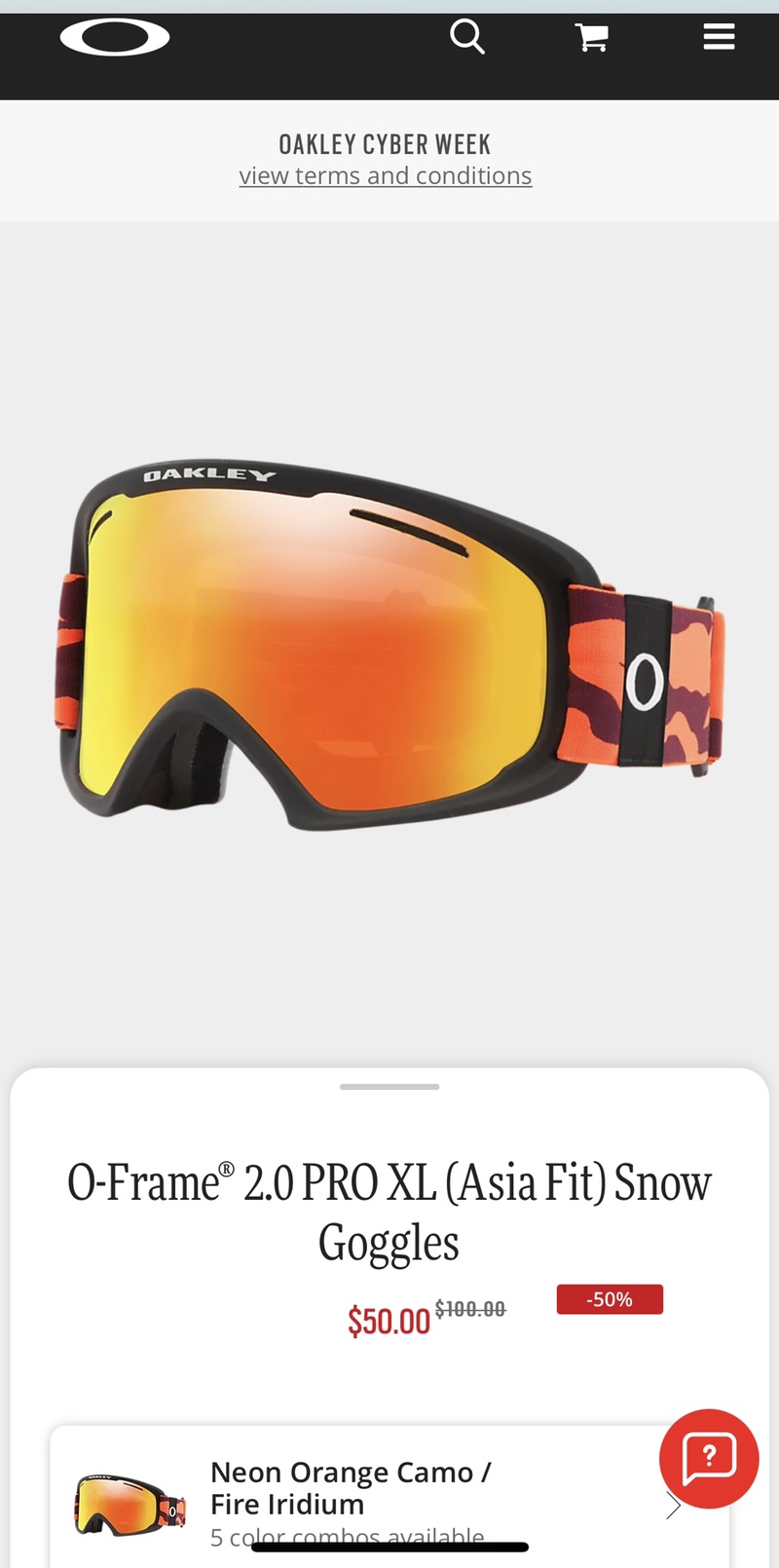 Oakley奥克雷滑雪镜5折 Oakley O-Frame® 2.0 PRO XL (Asia Fit) Snow Goggles - Neon Orange Camo - - OO7112A-05 | Oakley US Store - United States