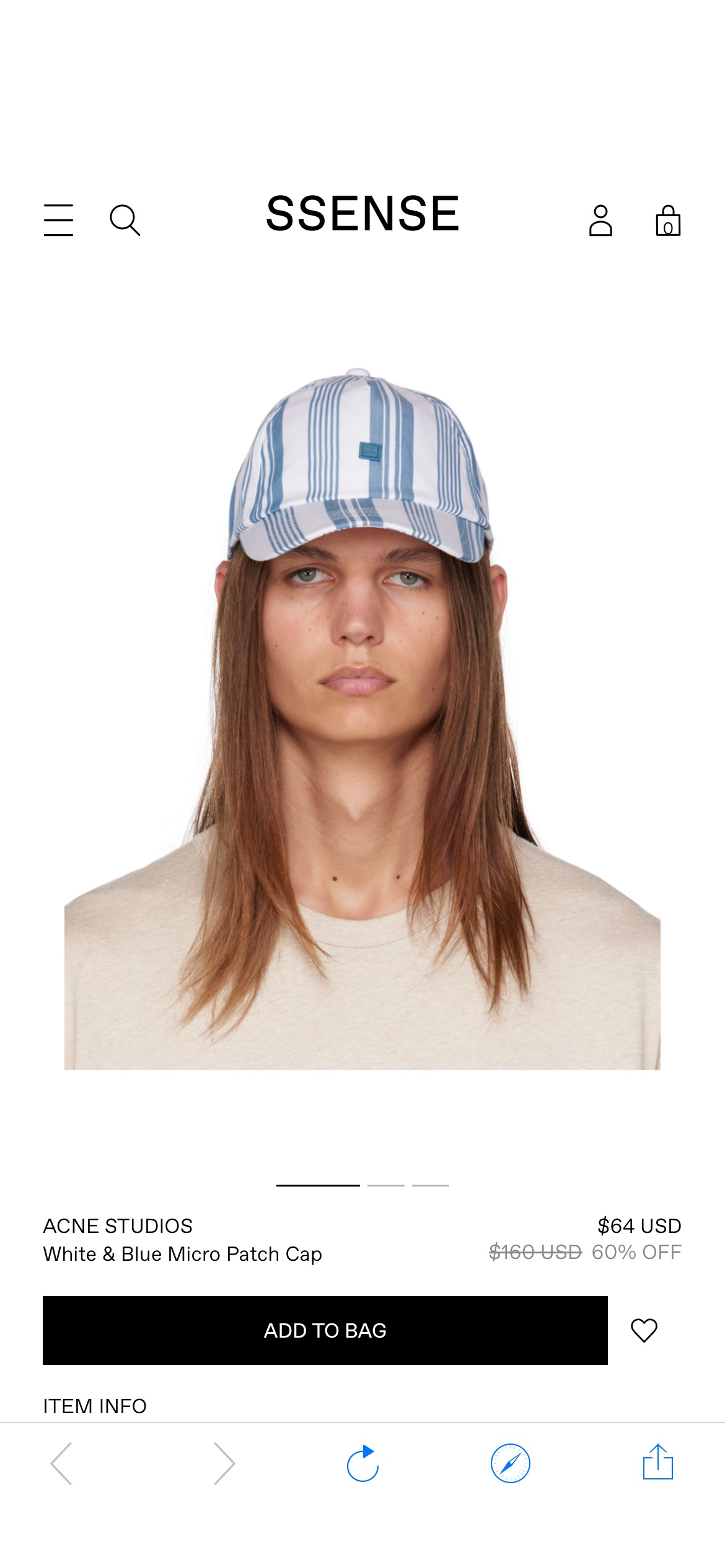 White & Blue Micro Patch Cap by Acne Studios on Sale