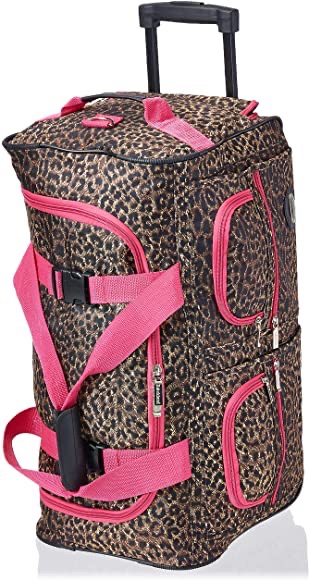 Rockland Rolling Duffel Bag，粉红豹纹，22 英寸