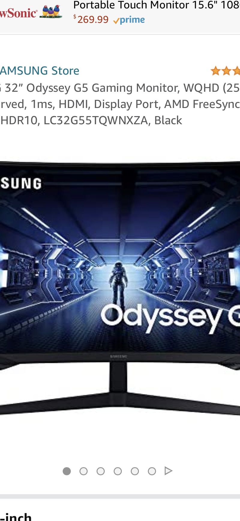 Amazon.com: SAMSUNG 32” Odyssey G5 Gaming Monitor, WQHD (2560x1440), 144Hz, Curved, 1ms, HDMI, Display Port, AMD FreeSync Premium, HDR10, LC32G55TQWNXZA, Black : Everything Else 32显示器