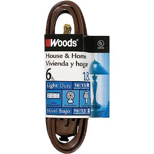 Woods 0600 600 CUBE TAP, BROWN Ext CORD, 6 Foot
