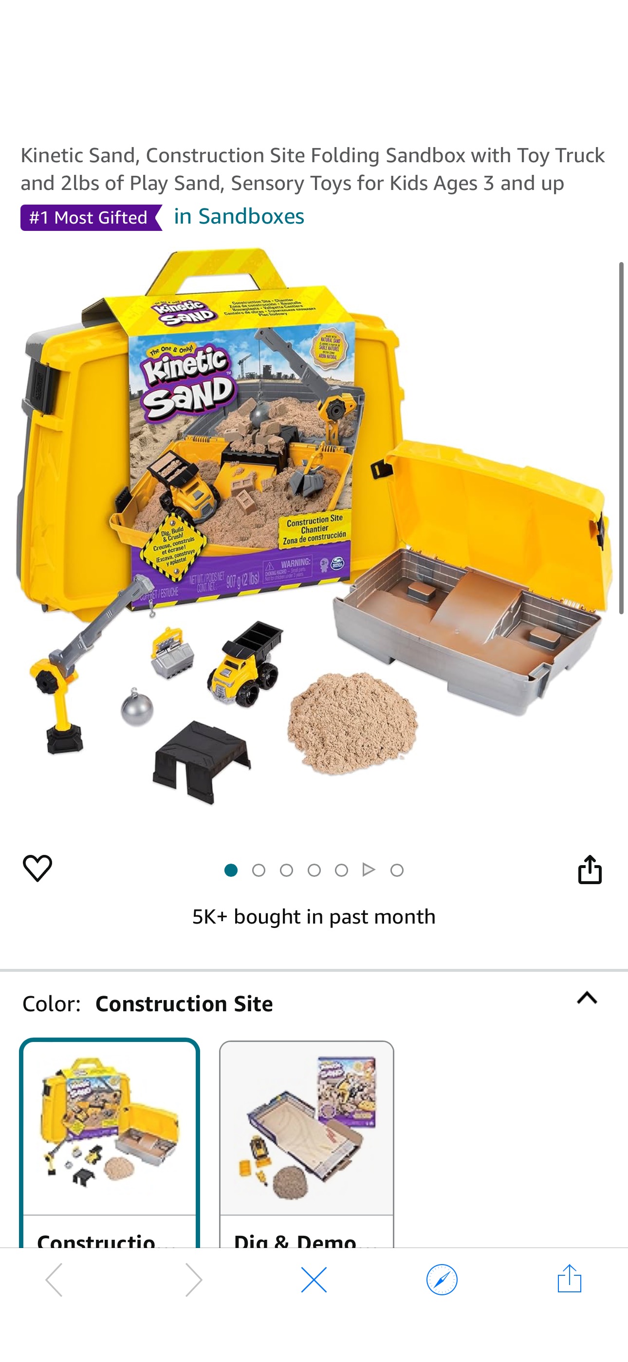 Amazon.com: Kinetic Sand, Construction Site Folding Sandbox with Toy Truck and 2lbs of Play Sand, Sensory Toys for Kids Ages 3 and up : Toys & Games