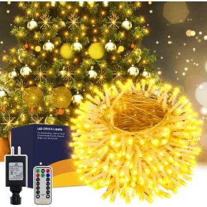 $11.19 Ollny Christmas Lights Outdoor String Lights - 400LED 132ft Super Long Waterproof 8 Modes with Timer Remote, 29V Plug in LED Christmas Lights for Xmas Indoor Tree Party Yard Decorations,Warm White