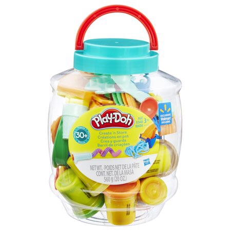 Play-Doh Create 'N Store Bucket with 10 盒橡皮泥& 30+ 工具20 oz