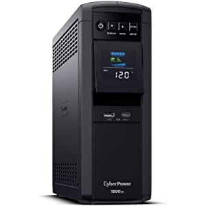 Amazon.com: CyberPower CP1500PFCLCD PFC Sinewave UPS System,正弦波UPS系统，1500VA/1000W，12个插座，AVR，迷你塔，黑色