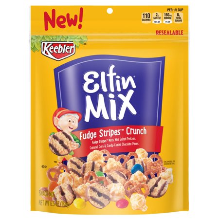 Keebler Elfin Mix 软糖条纹迷你盐渍椒盐脆饼干 焦糖玉米和糖果巧克力块混合饼干  6.5盎司
