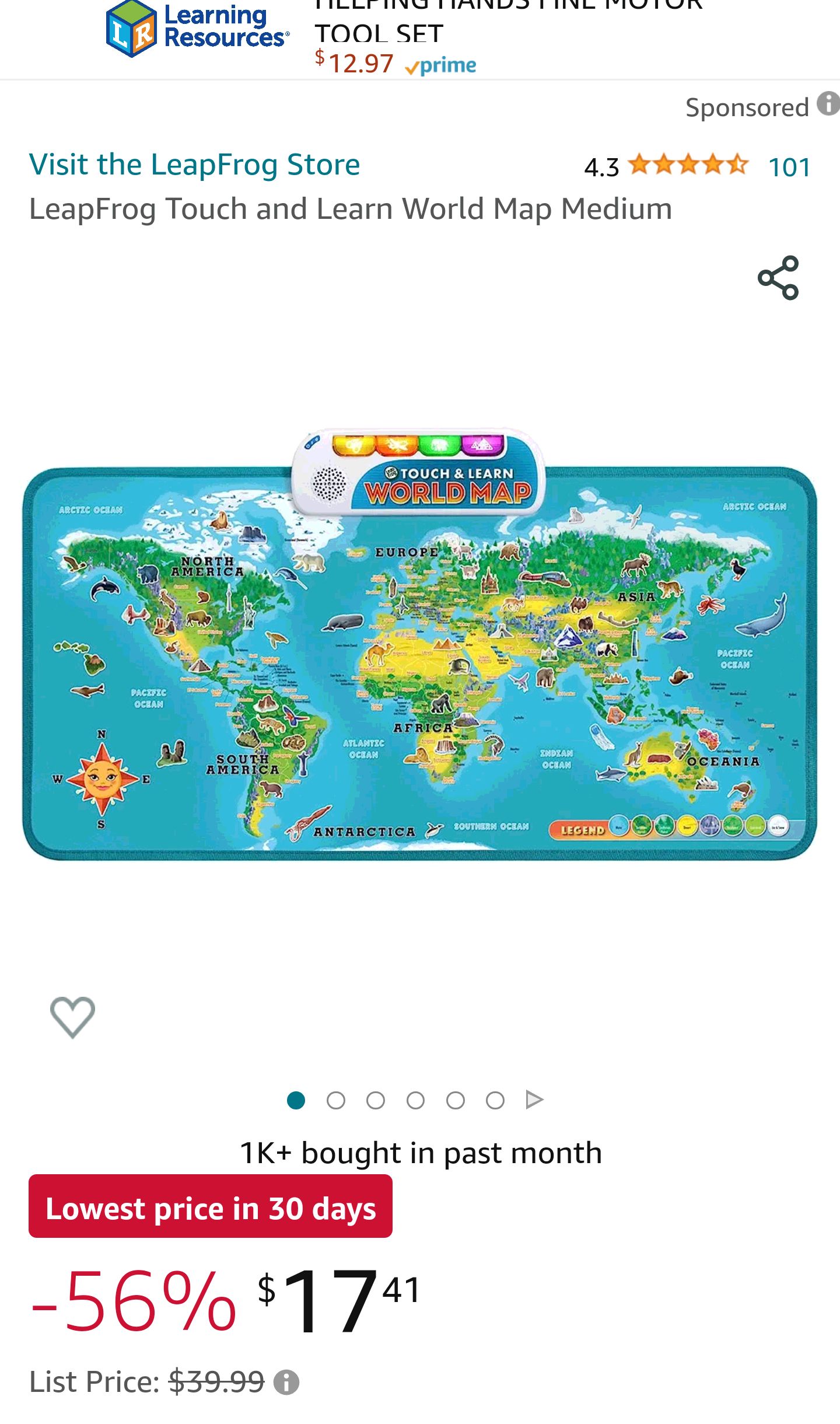 LeapFrog Touch and Learn World Map Medium : Toys & Games