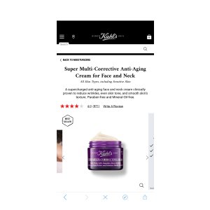 $52.5 Super Multi-Corrective Anti-Aging Cream for Face and Neck – Anti-Aging Cream – Kiehl’s