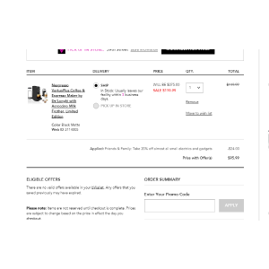$95.99 Nespresso VertuoPlus Coffee & Espresso Maker 咖啡机