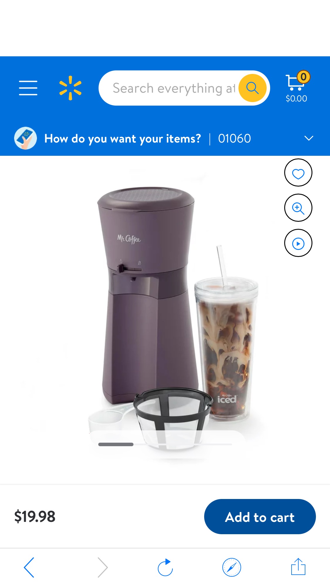 Mr. Coffee® Iced™ Coffee Maker with Reusable Tumbler and Coffee Filter, Lavender咖啡机