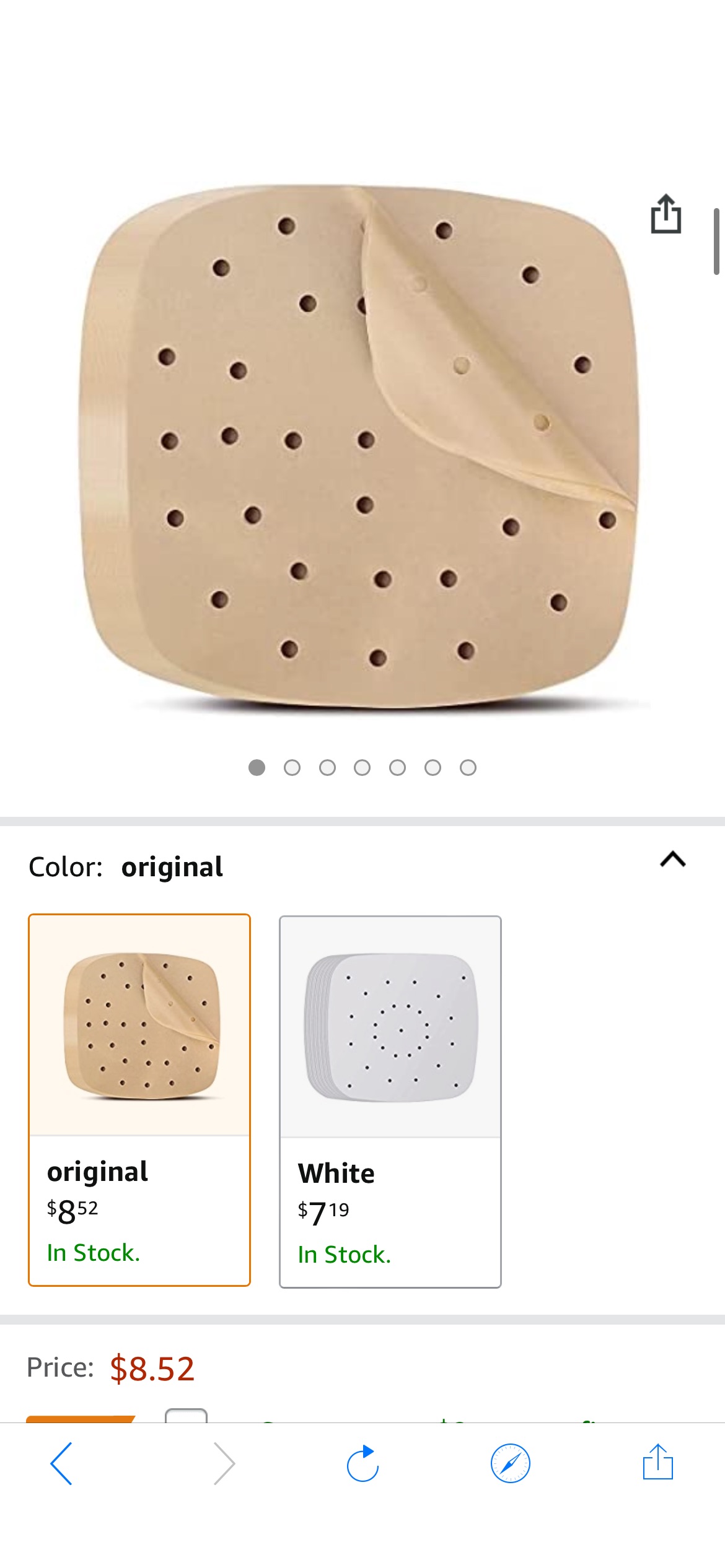 Amazon.com: Air Fryer Parchment Paper Liners: 200PCS 8.5 inch Air Fryer disposable paper liner - Square Perforated空气炸锅垫纸