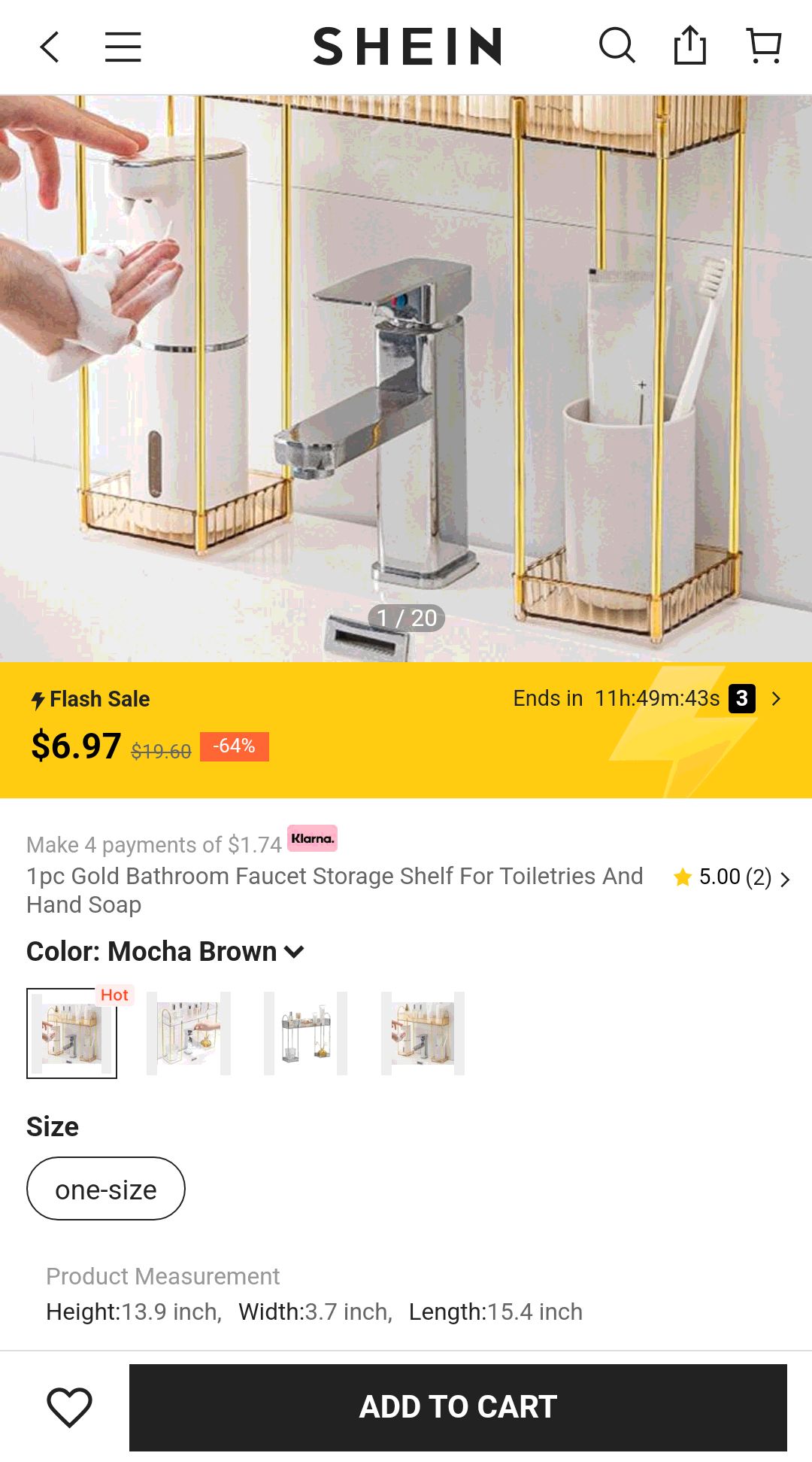 1pc Gold Bathroom Faucet Storage Shelf For Toiletries And Hand Soap | SHEIN USA
