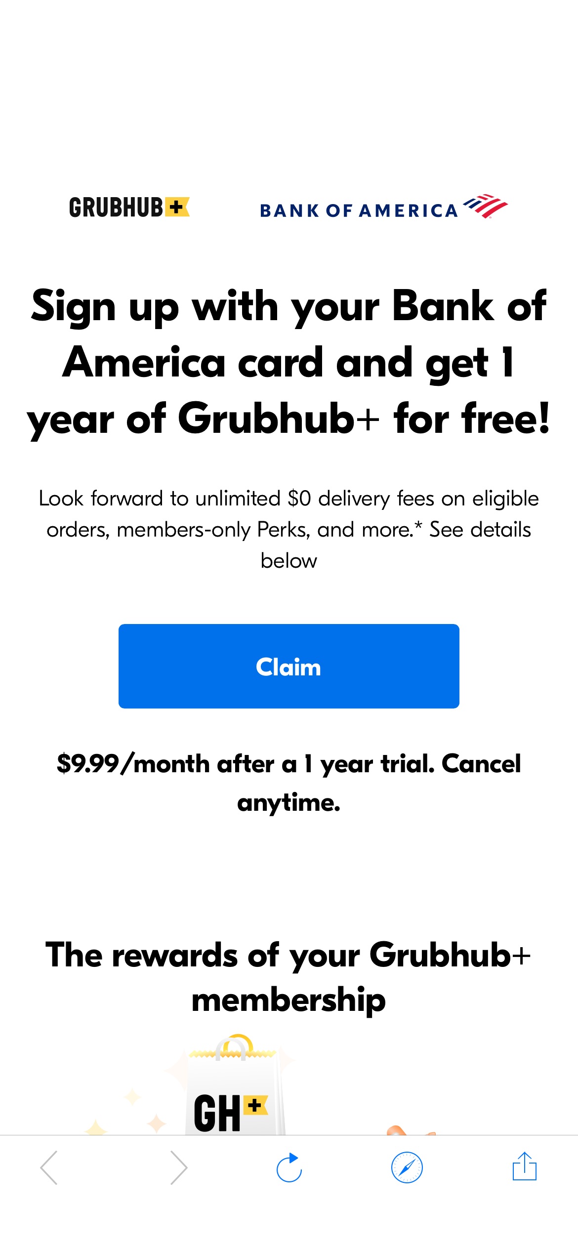 Bank of America Members Get Free Grubhub+ For a Year | Grubhub