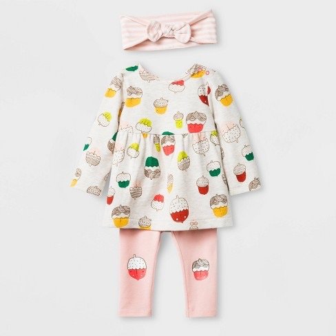 Baby Girls' Long Sleeve Top And Bottom Set - Cat & Jack™ Peach/Biege : Target 童装特价，额外30%off 需折扣码:BABY30