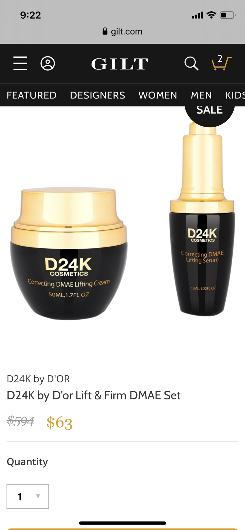 Gilt D24K by D'or Lift & Firm DMAE Set 护肤品